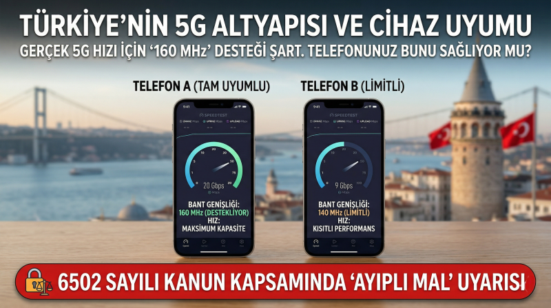 Türkiye 5g altyapısı 160 mhz bant genişliği uyumluluk testi ve 6502 sayılı kanun ayıplı mal uyarısı