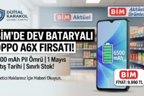 Bi̇m mağazalarında 1 mayıs itibarıyla 9. 990 tl'ye satışa sunulan 6500 mah bataryalı oppo a6x akıllı telefon kampanya afişi.