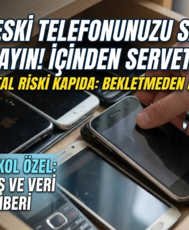 Çekmecede bekleyen eski akıllı telefon modelleri ve güvenli satış rehberi içeren dijital karakol haber manşeti.