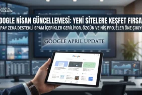 Google nisan algoritma güncellemesi ile yapay zeka spam içeriklerinin düşüşünü ve yeni siteler için keşfet fırsatlarını anlatan dijital karakol haber manşet görseli.