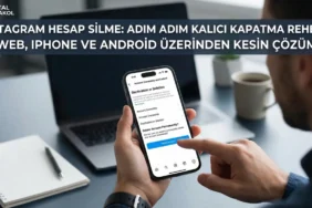Akıllı telefon ekranında instagram kalıcı hesap silme ve dondurma adımlarını uygulayan kullanıcı.
