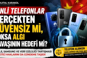 Çinli telefon markalarının güvenliği ve veri gizliliği tartışmasını konu alan dijital karakol manşet görseli