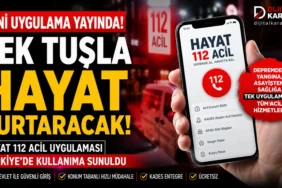 Hayat 112 acil uygulamasını gösteren mobil ekran, türkiye’de devreye alınan yeni dijital acil yardım ve ihbar sistemi görseli