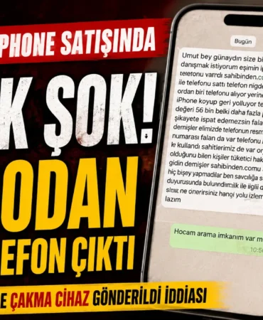 56 bin tl’lik iphone satışında orijinal cihaz yerine çakma telefon gönderildiği iddiasıyla hazırlanan haber görseli