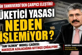 Tüketiciler birliği genel başkan vekili nesih tanrıverdi’nin tüketici yasası ve tam tazmin modeliyle ilgili açıklamalarını konu alan manşet görseli