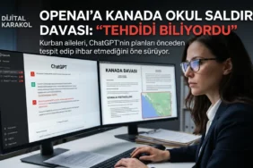 Openai'a karşı açılan kanada okul saldırısı davasını ve chatgpt güvenlik ihlallerini konu alan dijital karakol haber manşeti.