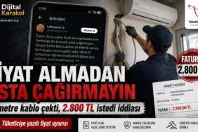 Fiyat almadan usta çağırmayın uyarısı: klima için 5 metre kablo çekildiği ve 2. 800 tl istendiği iddiası sosyal medyada tartışıldı.
