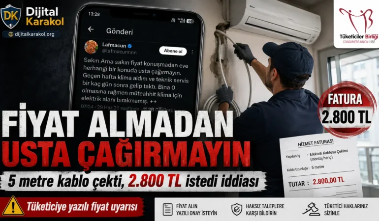 Fiyat almadan usta çağırmayın: klima kablosu i̇çin 2. 800 tl i̇ddiası