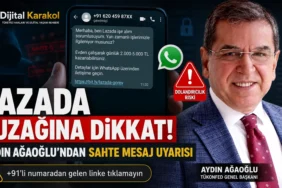 Tükonfed genel başkanı aydın ağaoğlu’nun lazada adıyla gönderilen sahte iş mesajı ve dolandırıcılık linki uyarısı