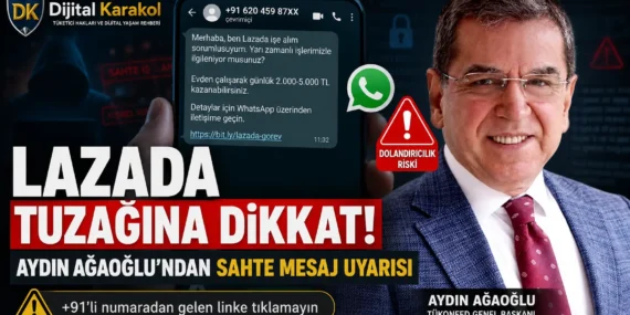 Aydın ağaoğlu uyardı: lazada adıyla gelen i̇ş mesajındaki linke tıklamayın