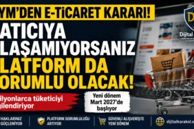 Anayasa mahkemesi'nin e-ticaret platformlarının sorumluluğuna ilişkin kararı sonrası online alışverişlerde yeni dönemi anlatan dijital karakol görseli