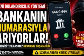 Bankanın resmi müşteri hizmetleri numarasıyla arama yapıldığı izlenimi veren dolandırıcılık yöntemi hakkında uyarı görseli.