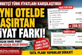 İngiltere'de yaşayan gurbetçi türk vatandaşının antalya belek'teki aynı otel için yaptığı fiyat karşılaştırmasını gösteren manşet görseli.
