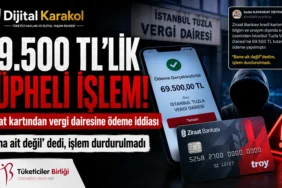 Ziraat bankası kredi kartından bilgisi dışında i̇stanbul tuzla vergi dairesi’ne 69. 500 tl ödeme yapıldığını iddia eden tüketicinin paylaşımı için hazırlanan haber görseli