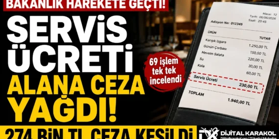 Restoranlarda servis ücreti alan i̇şletmeye 274 bin tl ceza