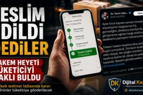 Teslim edildi denilen sipariş için tüketici hakem heyeti kararında tüketicinin haklı bulunmasını anlatan dijital karakol haber görseli.