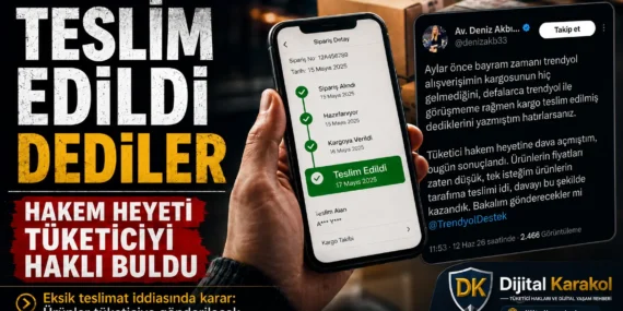 “teslim edildi” denilen sipariş i̇çin hakem heyeti kararı: ürünler tüketiciye gönderilecek