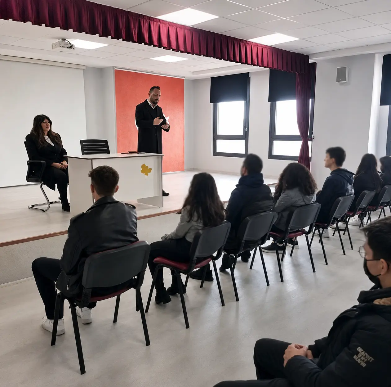 Tüketiciler birliği genel başkan yardımcısı umut karademir’in okulda öğrencilere tüketici hakları eğitimi verdiği etkinlik