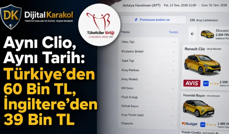 Aynı araç, aynı tarih: türkiye’den kiralayınca 21 bin tl daha pahalı
