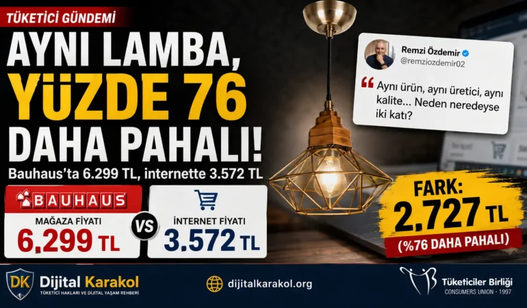 Bauhaus fiyat farkı tartışması: 6. 299 tl’ye alınan lamba internette 3. 572 tl’ye satılıyor