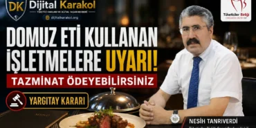 Tüketiciler birliği genel başkan vekili nesih tanrıverdi’nin domuz eti kullanan işletmelere manevi tazminat uyarısını konu alan haber görseli.