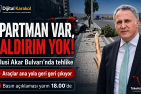 Hulusi akar bulvarı’nda kaldırım ve güvenli park alanı bulunmadığı belirtilen apartman önündeki tehlikeye karşı yapılacak basın açıklaması.