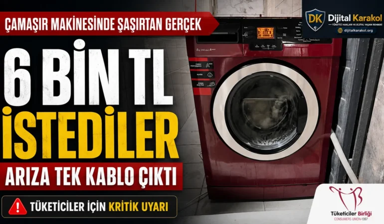 Servis 6 bin tl i̇stedi, çamaşır makinesi tek kabloyla çalıştı