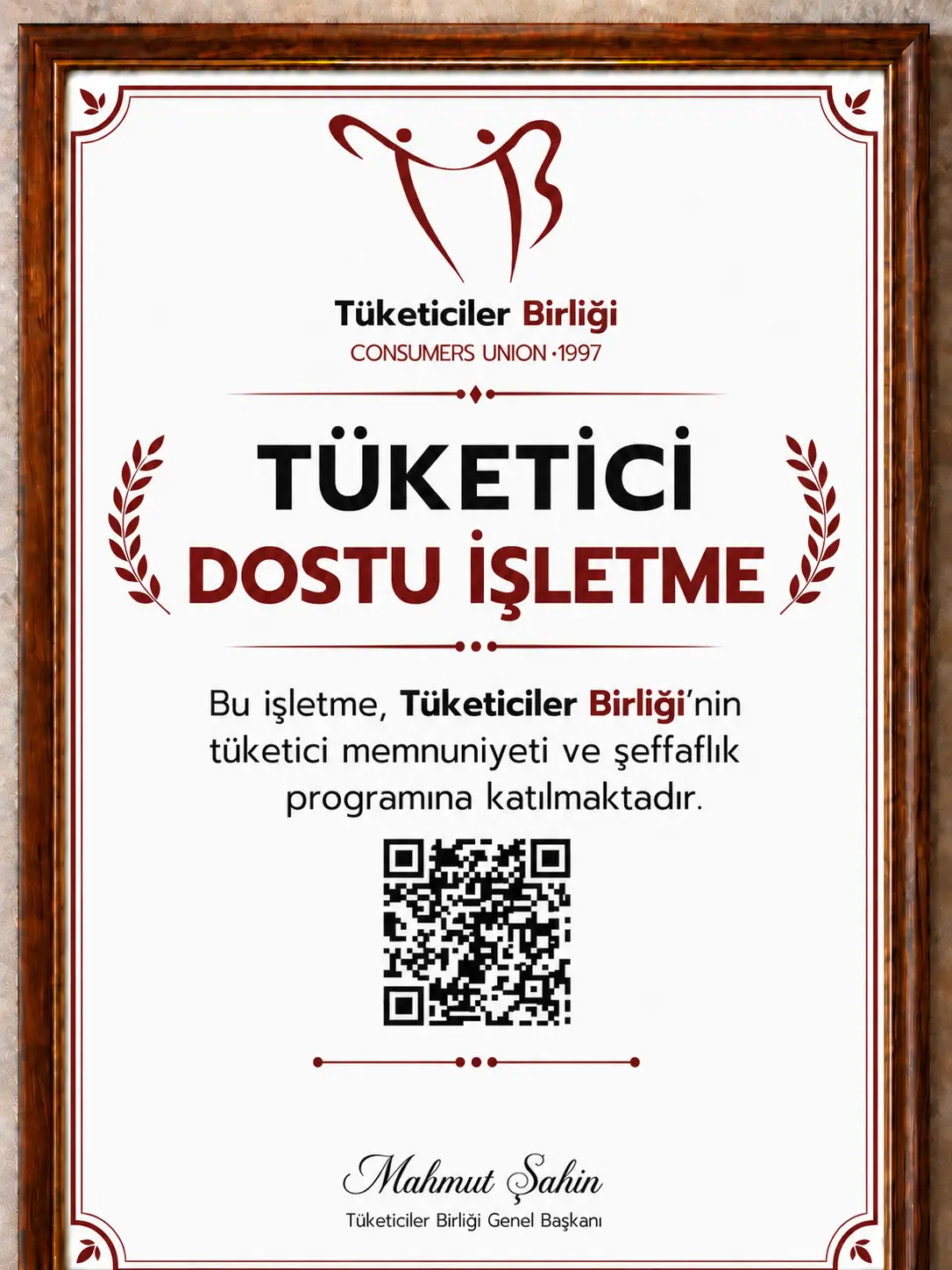 Tüketiciler birliği tüketici dostu i̇şletme belgesi örneği